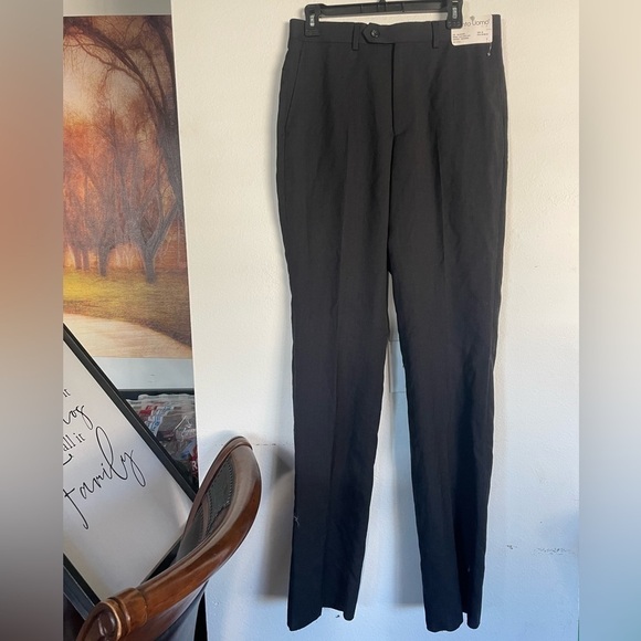 NWT PRONTO UOMO FLAT FRONT SLIM Size 32 100% WOOL - Picture 1 of 5